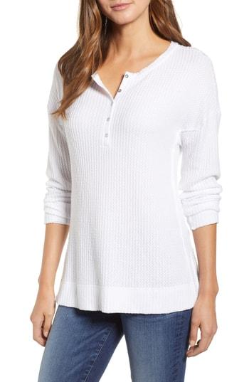 Women's Caslon Thermal Henley Top - White