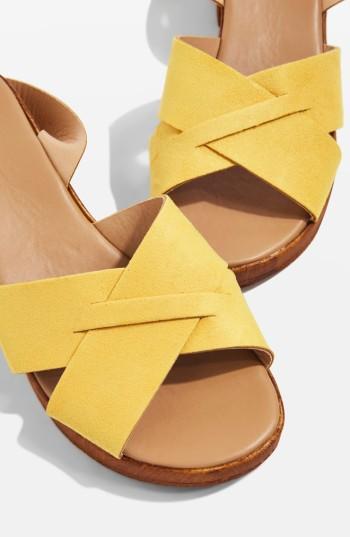 Women's Topshop Dolly Block Heel Sandal .5us / 37eu - Yellow