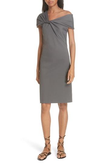 Women's Helmut Lang Twist Neck Ribbed Dress - Grey