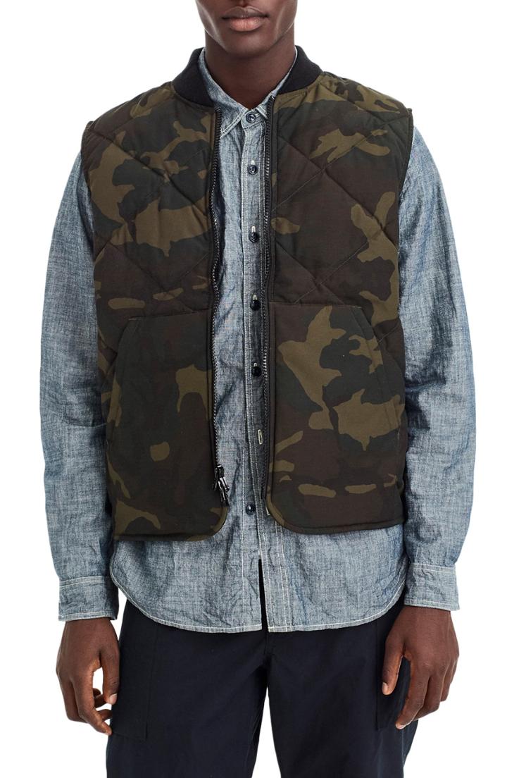 Men's J.crew Nordic Camo Primaloft Vest - Green