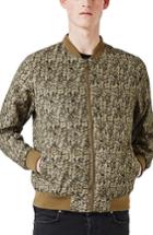 Men's Topman Abstract Camo Print Bomber Jacket - Green