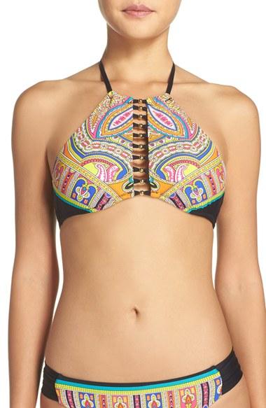 Women's Trina Turk 'nepal' High Neck Bikini Top