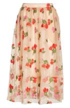 Women's Simone Rocha Smocked Waist Embroidered Tulle Skirt Us / 10 Uk - Beige
