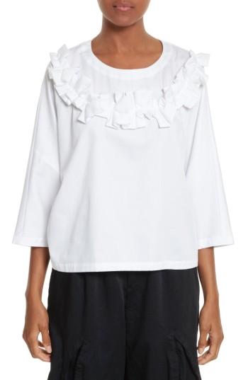 Women's Comme Des Garcons Ruffle Neck Blouse - White
