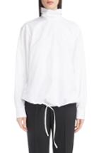 Women's Dries Van Noten Drawstring Hem Poplin Turtleneck Us / 34 Fr - White