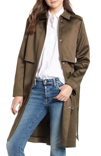 Women's Scotch & Soda Shiny Structured Trench Coat - Green