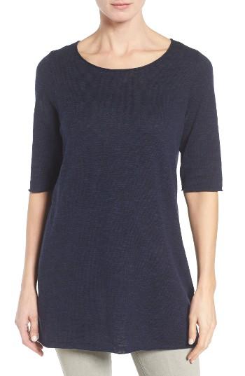 Women's Eileen Fisher Organic Linen & Cotton Slub Tee, Size - Blue