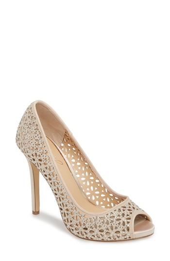 Women's Jewel Badgley Mischka Tammi Peep Toe Pump M - Metallic