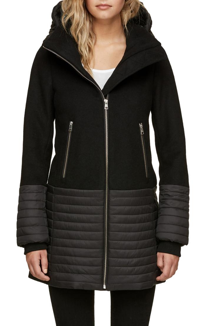 Women's Soia & Kyo Slim Fit Mixed Media Coat