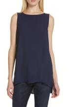 Women's Eileen Fisher Long Silk Shell, Size - Blue
