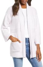 Women's Caslon Open Texture Stripe Cotton Blend Cardigan - Purple