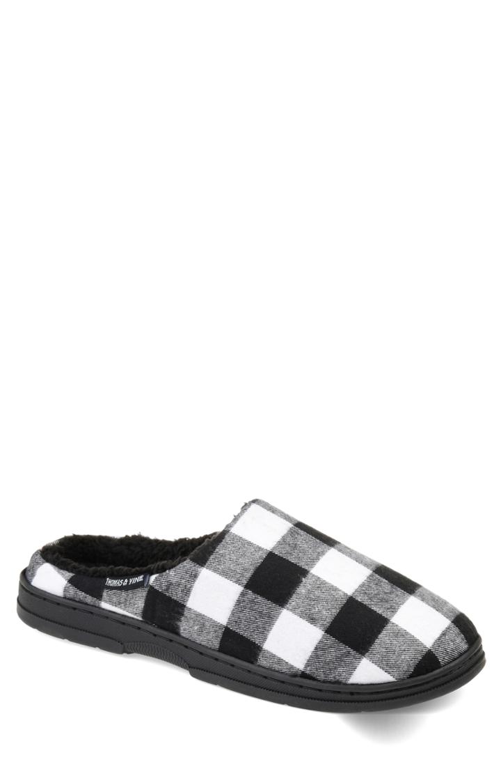 Men's Thomas And Vine Archer Buffalo Plaid Slipper With Faux Fur M - Black