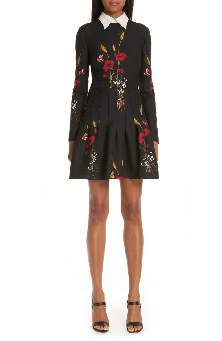 Women's Valentino Floral Meadow Print Crepe Couture Dress