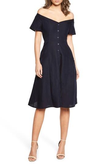 Women's Bardot Ophelia Off The Shoulder Dress - Blue