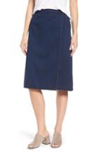 Women's Eileen Fisher Faux Wrap Denim Skirt, Size - Blue
