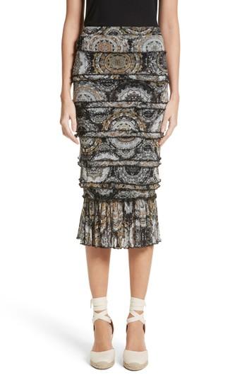 Women's Fuzzi Ruffle Tier Tulle Mesh Pencil Skirt - Black