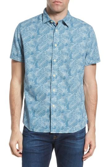 Men's Grayers Leaf Print Short Sleeve Sport Shirt - Blue
