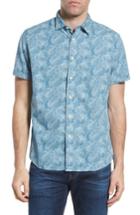 Men's Grayers Leaf Print Short Sleeve Sport Shirt - Blue
