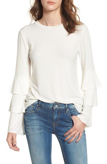 Women's Bp. Ruffle Sleeve Ribbed Sweater - Ivory