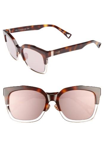 Women's Haze Buzz 55mm Mirrored Sunglasses - Soft Tortoise