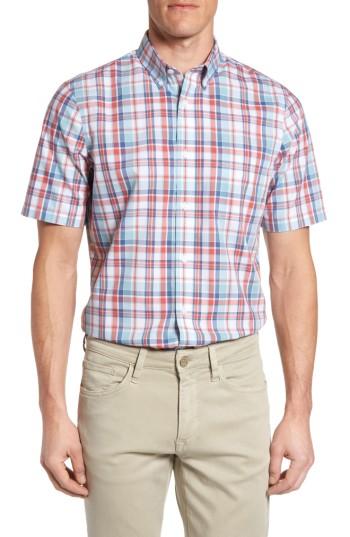 Men's Nordstrom Men's Shop Smartcare(tm) Regular Fit Plaid Sport Shirt, Size - White