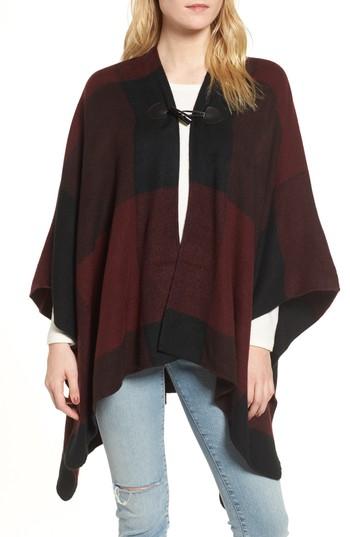 Women's Accessory Collective Oversize Check Cape, Size - Black
