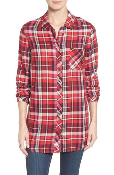 Women's Kut From The Kloth Collin Plaid Flannel Shirt - Red