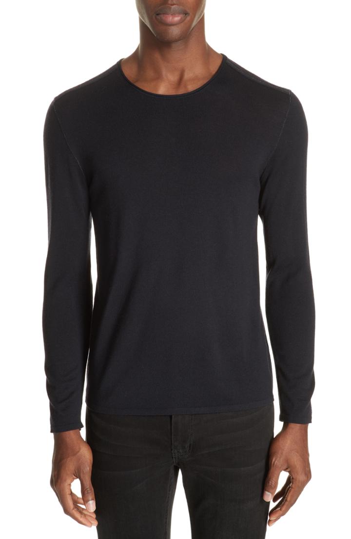 Men's John Varvatos Collection Wool Crewneck Sweater - Blue