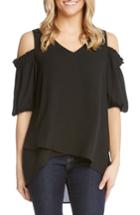 Women's Karen Kane Asymmetrical Hem Cold Shoulder Top - Black