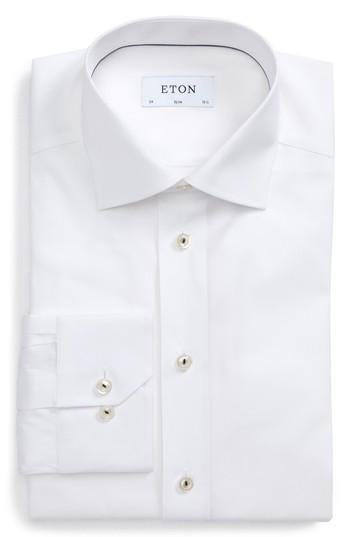 Men's Eton Slim Fit Solid Poplin Dress Shirt - White