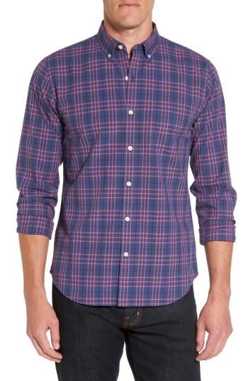 Men's Bonobos Slim Fit Washed Plaid Sport Shirt, Size - Blue