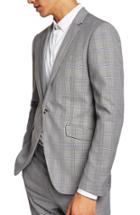 Men's Topman Skinny Fit Check Suit Jacket R - Grey