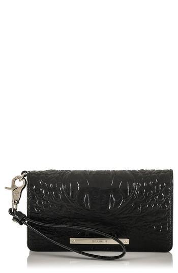 Women's Brahmin Debra Croc Embossed Leather Phone Wallet - Black