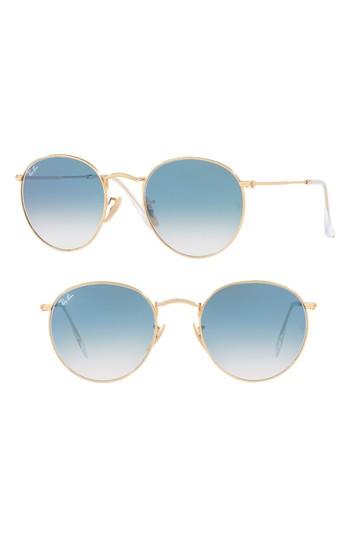 Women's Ray-ban 53mm Round Retro Sunglasses - Gold