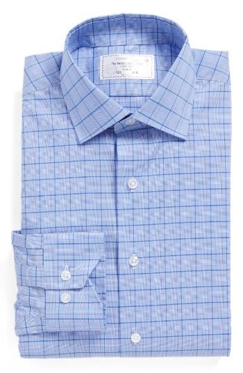 Men's Lorenzo Uomo Trim Fit Plaid Dress Shirt 32 - Blue