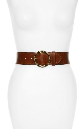 Women's Hinge Twist Buckle Leather Belt - Brown Friar