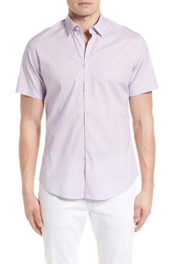 Men's Stone Rose Slim Fit Diamond Print Sport Shirt (s) - Purple