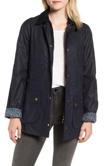 Women's Barbour X Liberty Abbey Waxed Cotton Jacket Us / 8 Uk - Blue