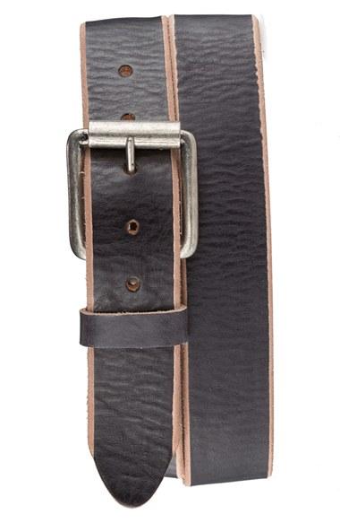 Men's Bill Adler 1981 'jelly Bean' Raw Edge Leather Belt - Black