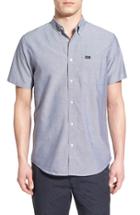 Men's Rvca 'that'll Do' Slim Fit Short Sleeve Oxford Shirt - Grey