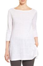 Petite Women's Eileen Fisher Bateau Neck Organic Linen Tunic P - White