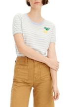 Women's J.crew Tippi Pineapple Stripe Short Sleeve Sweater, Size - Ivory