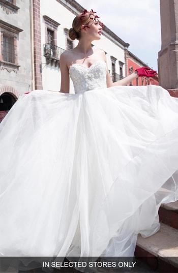 Women's Watters Davis Beaded Strapless Silk Organza Ballgown, Size In Store Only - Ivory