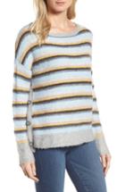 Petite Women's Caslon Long Sleeve Side Button Sweater, Size P - Grey