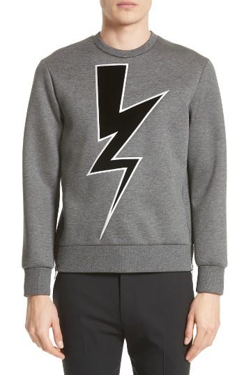 Men's Neil Barrett Side Zip Patch Sweatshirt