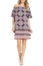 Women's Maggy London Print Off The Shoulder Shift Dress - Blue