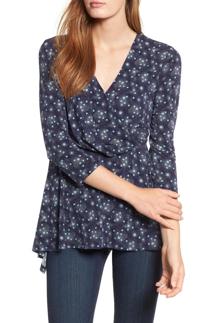 Women's Chaus Cosmic Dot Surplice Peplum Top