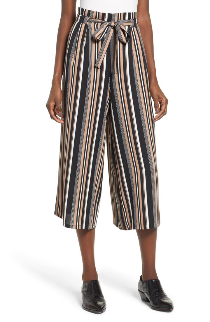 Women's Ten Sixty Sherman Paperbag Waist Wide Leg Crop Pants - Black