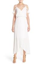 Women's Fraiche By J Cold Shoulder Wrap Front Maxi Dress - White
