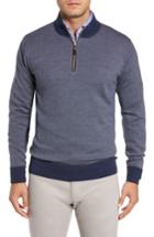 Men's Peter Millar Quarter Zip Wool Pullover, Size - Blue